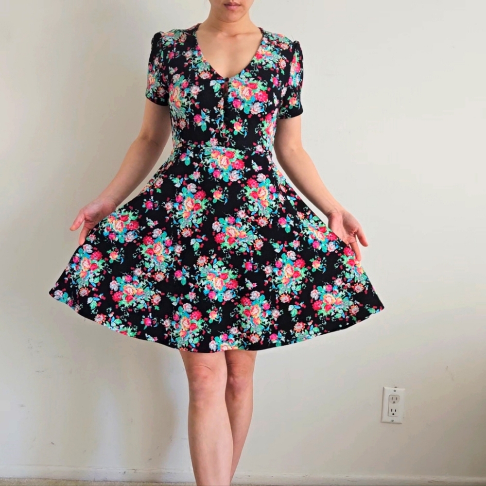 Painted Thread Floral Mini Dress